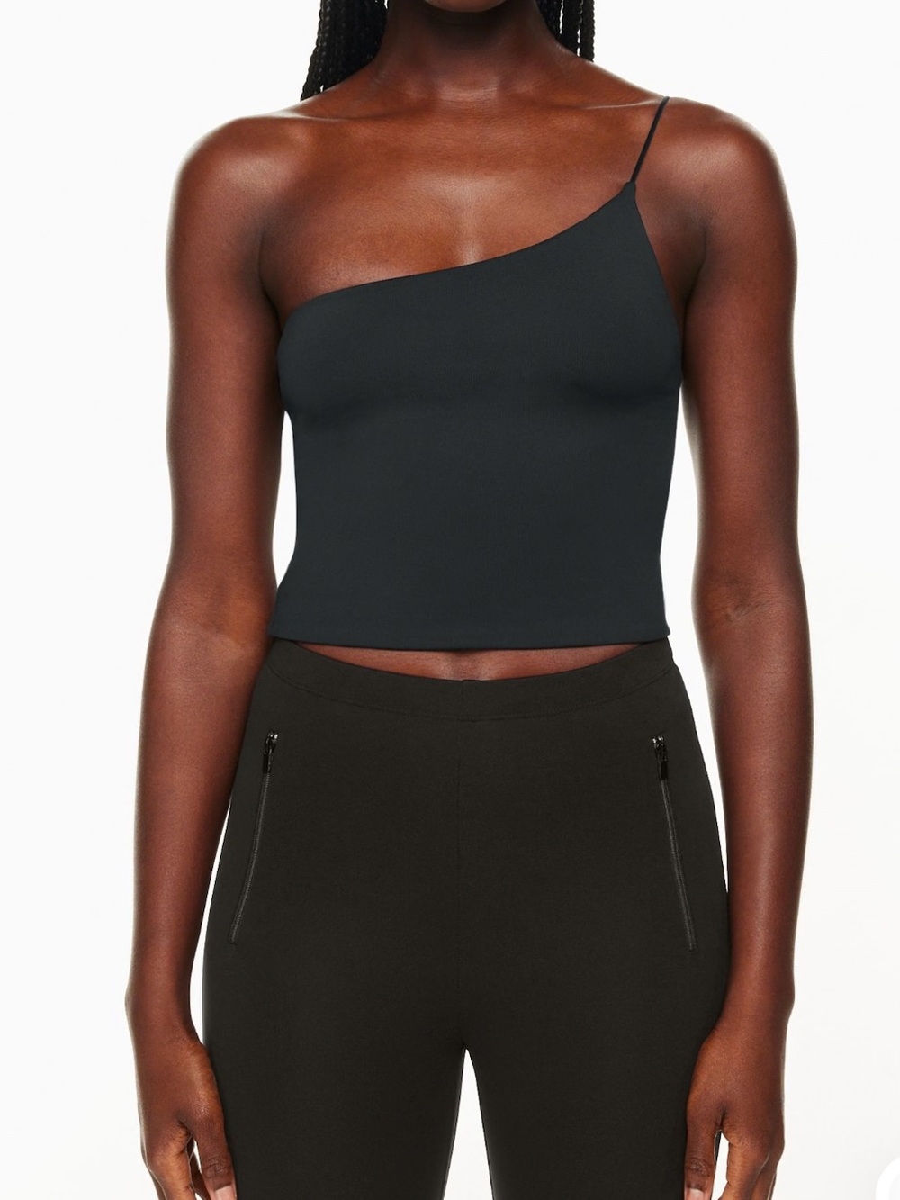 Babaton Asymmetric Contour One-Shoulder Black Tank
